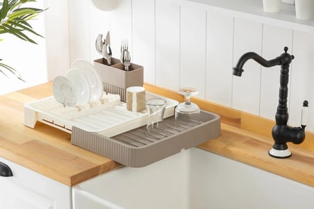 SÜRGÜLÜ  BULAŞIKLIK PLASTİK  32.5CM X 35.5CM - 51.5 X 35.5CM - GRİ RENK (5468)