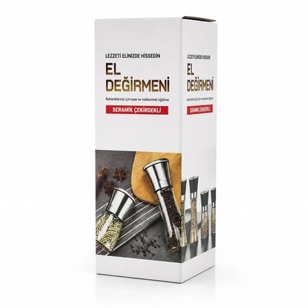 HAND GRINDER BÜYÜK CAM HAZNELİ - PLS.KAPAKLI - KROM BELLİ TUZ - BAHARAT ÖĞÜTÜCÜ (5468)