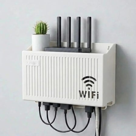 Duvar Tipi Wi-Fi Modem Saklama Kutusu(Beyaz) – Kablo Düzenleyici Router Raf Organizer (5468)