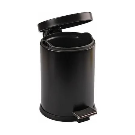 5LT SİYAH PEDALLI METAL ÇÖP KOVASI (5468)