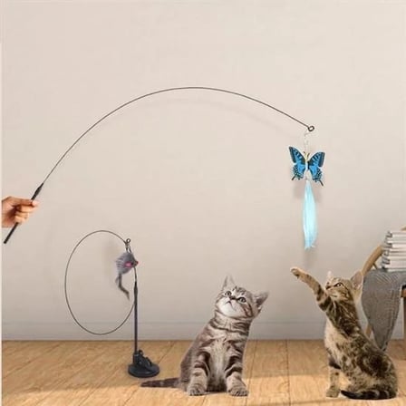 Vantuzlu Tüylü Zilli Olta Kedi Oyuncağı (5468)