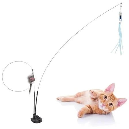 Vantuzlu Tüylü Zilli Olta Kedi Oyuncağı (5468)