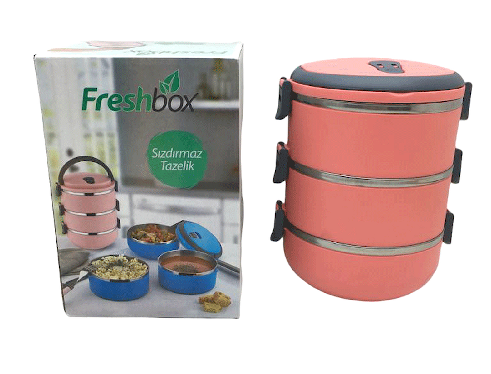 KOYU PEMBE 3LÜ SEFER TASI SAKLAMA KABI 1.8LT (5468)