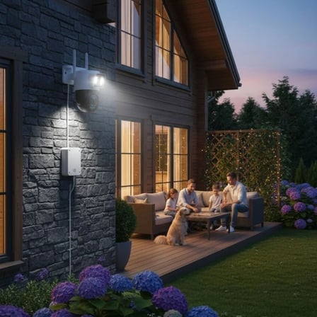 3 Kameralı Kablolu Akıllı Güvenlik Kamerası – 360° PTZ Hareketli, Çift Antenli, WiFi IP, Gece Görüşlü Dış Mekan Kamera (5468)