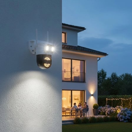 3 Kameralı Kablolu Akıllı Güvenlik Kamerası – 360° PTZ Hareketli, Çift Antenli, WiFi IP, Gece Görüşlü Dış Mekan Kamera (5468)