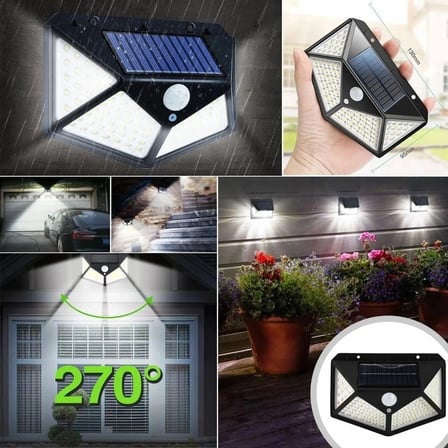 100 Ledli 3 Farklı Aydınlatma Ayarlı Solar Güneş Enerjili Hareket Sensörlü Bahçe Duvar Lambası (5468)