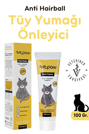 Vitpaw Malt Paste 100 Gr. Kediler İçin Tüy Yumağı Önleyici Anti-Hairball Malt Macunu (Tüm kediler için)