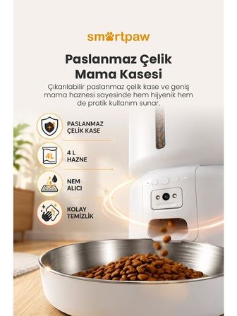 Smartpaw Fresh Feeder Pro Kameralı Akıllı Otomatik Mama Kabı (Distribütör Garantili)