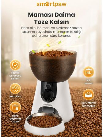 Smartpaw Fresh Feeder Ultra Kameralı Akıllı Otomatik Mama Kabı (Distribütör Garantili)