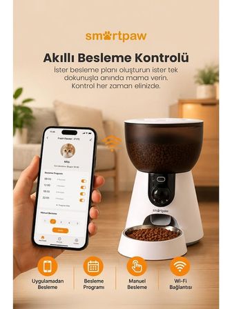 Smartpaw Fresh Feeder Ultra Kameralı Akıllı Otomatik Mama Kabı (Distribütör Garantili)