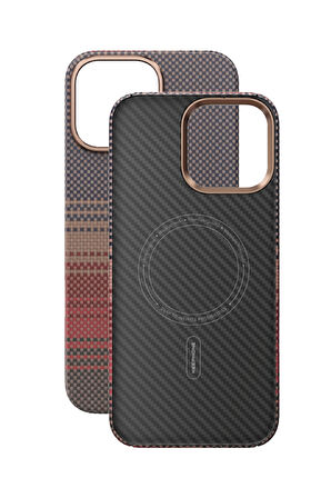 Fuchsia iPhone 16 Pro Kevlar Manyetik Şarj Uyumlu Kılıf