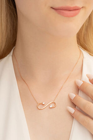 Sonsuzluk Sembollü Iki Ucu Taşlı Kadın 925 Ayar Gümüş Kolye Gklsnszlkts-alt