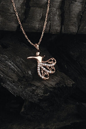 Lale Motifli Semazen Rose Gold Renk 925 Ayar Gümüş Bayan Kolye Gklsemazenk-ros