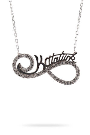 Atatürk Yazılı Sonsuzluk Kadın 925 Ayar Gümüş Kolye Gklsnszlkat-gms