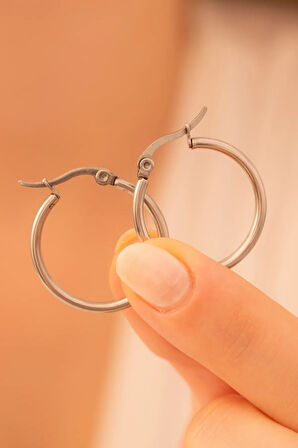 Ottoman 20mm Halka Kesim Yuvarlak Model Çelik Kadın Küpe - Gkpyvrlkkpe-gms