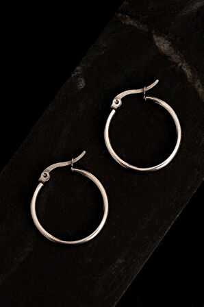 Ottoman 20mm Halka Kesim Yuvarlak Model Çelik Kadın Küpe - Gkpyvrlkkpe-gms