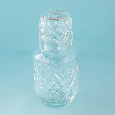 Porsima 002 Başucu Sürahisi Bardaklı Sürahi 550+150 Ml Sürahi Seti Cam Sürahi