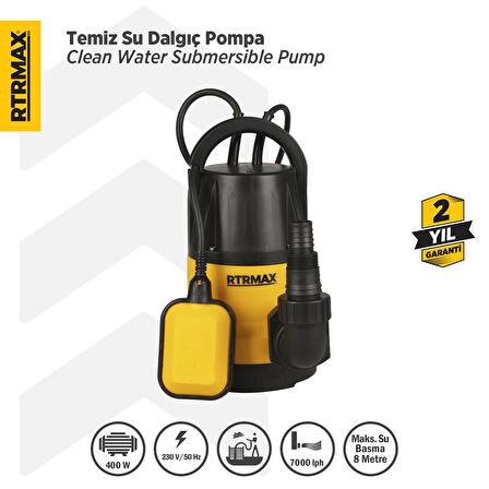 Rtrmax RTM814 Temiz Su Dalgıç Pompa 400W 