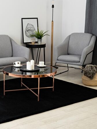 Tappeto Rex Tavşanı Dekoratif Post Peluş Halı Siyah (Tüy Yüksekliği 22 mm)