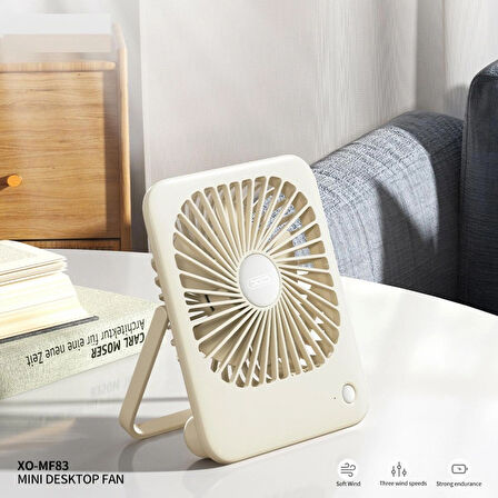 Mini Slım Fan Masaüstü Hız Kademeli Şarjlı 2000 Mah Fan Ayarlanabilir Serinletici