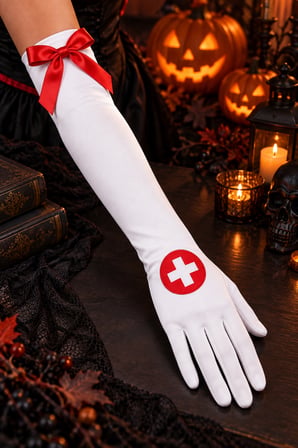 Hemşire Konsept Uzun Kostüm Eldiveni Halloween Cadılar Bayramı Parti Kostüm Etkinlik Aksesuarı