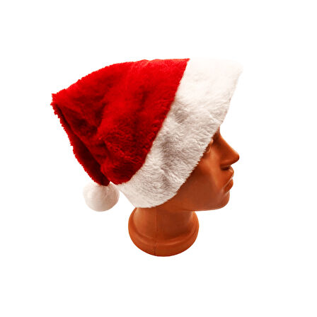 Yılbaşı Şapkası Kadife Tüylü  Lüks 3514 Ponponlu