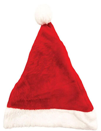 Yılbaşı Şapkası Kadife Tüylü  Lüks 3514 Ponponlu