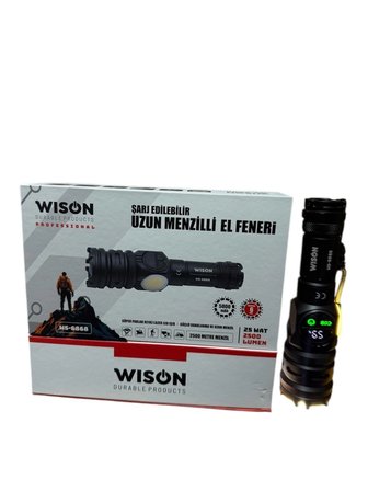Wison WS-6868 Şarj Edilebilir Zoomlu Uzun Menzilli 2500 Lümen - 25 Watt El Feneri 