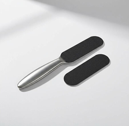 DX Nail Stainless Foot File with Refill Grits - Paslanmaz Çelik Ayak Törpüsü (Yedekli Model)