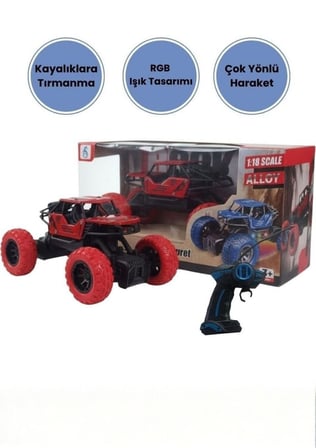1:18 Ölçek Alloy Rock Crawler – RGB Işıklı Off-Road Uzaktan Kumandalı Araba