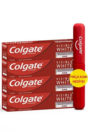 Colgate Visible White Beyazlatma Diş Macunu 4x75 ml & Fırça Kabı Hediye 