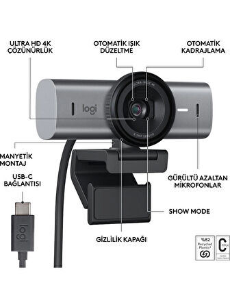 LOGİTECH MX Brio Ultra HD 4K 1080p Mikrofonlu Webcam Siyah (960-001549)