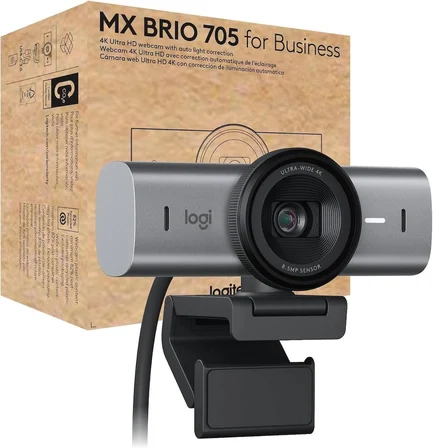 logi̇tech mx brio 705 for business usb-c 4k ultra hd webcam koyu gri (960-001532)