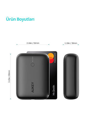 PB-N83S-BK 22.5W SCP, 18W PD ve QC 3.0 10000 mAh PD Mini Type-C Powerbank