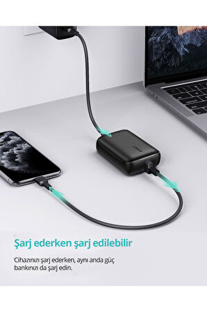 PB-N83S-BK 22.5W SCP, 18W PD ve QC 3.0 10000 mAh PD Mini Type-C Powerbank