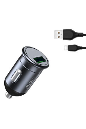 CC46 Araç Şarj Cihazı Type-C 18W Hızlı Şarj,12V-24V Giriş,USB-A ,Aşırı Isınma ve Kısa Devre Koruması