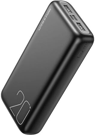 XO PowerBank, Li-Polimer Pil, Çift Giriş Portlu, USB-A Çıkışlı, LED Şarj Göstergesi, Taşınabilir (Siyah, 20000mAh PR183)