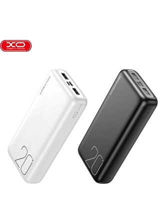 XO PowerBank, Li-Polimer Pil, Çift Giriş Portlu, USB-A Çıkışlı, LED Şarj Göstergesi, Taşınabilir (Siyah, 20000mAh PR183)