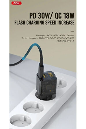 -CE05 USB+USB-C 30W Şeffaf Kablosuz Hızlı Şarj Adaptörü
