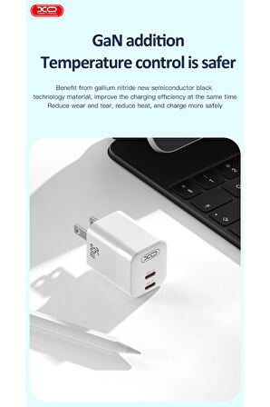 Hızlı Şarj Adaptörü CE07|GaN|1 Type-C Kablo|35WMax|Akım Korumalı|Tablet,Notebook,Cep Telefonu,Konsol
