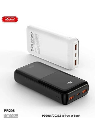 Xo XO-PR206 Siyah 20.000 Mah Dijital Göstergeli 20W Taşınabilir Şarj Aleti Powerbank
