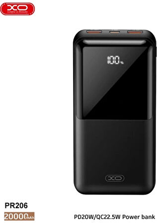 Xo XO-PR206 Siyah 20.000 Mah Dijital Göstergeli 20W Taşınabilir Şarj Aleti Powerbank