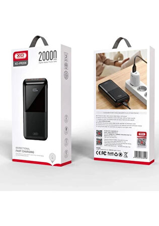 Xo XO-PR206 Siyah 20.000 Mah Dijital Göstergeli 20W Taşınabilir Şarj Aleti Powerbank
