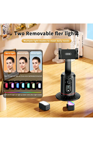 Mobil Cihaz Gimbal Stabilizatör SS16,360° Dönebilen,Yüz Takibi Yapabilen,RGB LED Işık,AI Kontrol