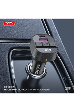 BCC17 Araç BluetoothV5.3 MP3 Ve Şarj Cihazı,30W PD Hızlı Şarj,FM Verici,MP3/WAV,Aşırı Gerilim Koruma