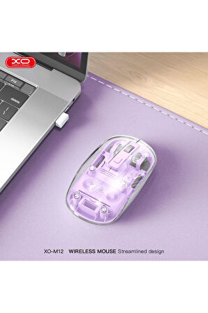Şeffaf Tasarım Renkli Alt Yüzey TYPE-C Şarj 300 Mah Dahili Bataryalı Şarjlı Kablosuz Mouse