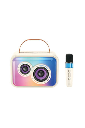 Bluetooth Kablosuz Hoparlör Karaoke Mikrofonu F54,20W,3000mAh,TWS Eşleştirme,FM Radyo,TF Kart,RGB