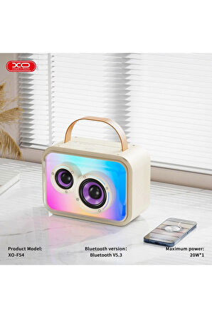 Bluetooth Kablosuz Hoparlör Karaoke Mikrofonu F54,20W,3000mAh,TWS Eşleştirme,FM Radyo,TF Kart,RGB