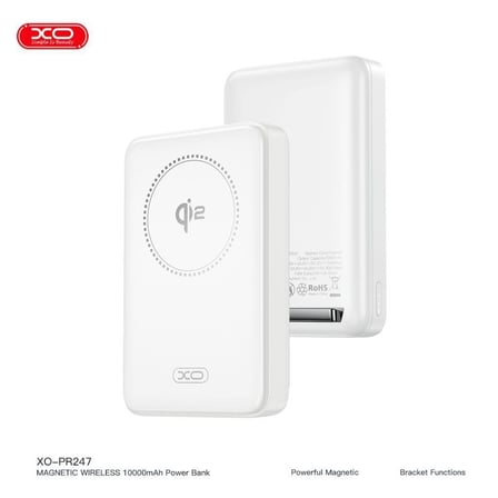 XO PR247 10000mAh Qi2 Sertifikalı MagSafe Powerbank  30W PD USB C Çıkışlı Standlı Kablosuz Şarj