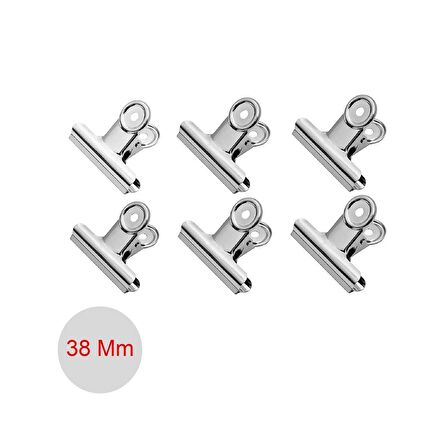 Gen-Of Round Clips 38 mm Metal Maşa Kıskaç 6 Lı (B2004)